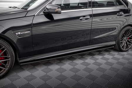 Maxton Side Skirts Diffusers Mercedes-Benz E63 Amg Sedan W212 Facelift - Gloss Black