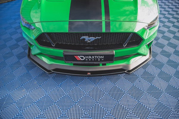 Maxton Front Splitter + Flaps V.2 Ford Mustang Gt Mk6 Facelift - Gloss Black