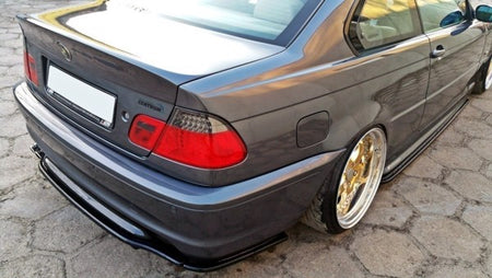 Maxton Central Rear Splitter BMW 3 E46 Mpack Coupe (With Vertical Bars) - Gloss Black