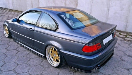 Maxton Central Rear Splitter BMW 3 E46 Mpack Coupe (With Vertical Bars) - Gloss Black