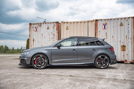 Maxton Racing Durability Side Skirts Diffusers + Flaps Audi RS3 8V Sportback - Black + Gloss Flaps    