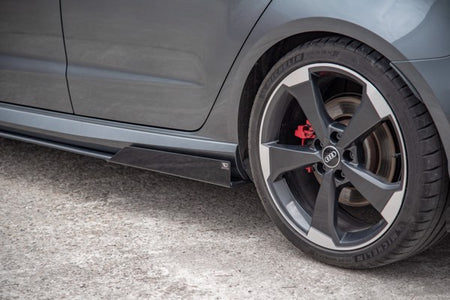 Maxton Racing Durability Side Skirts Diffusers + Flaps Audi RS3 8V Sportback - Black + Gloss Flaps    
