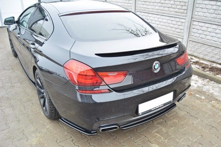 Maxton Central Rear Splitter For BMW 6 Gran Coupé Mpack (With A Vertical Bar) - Gloss Black
