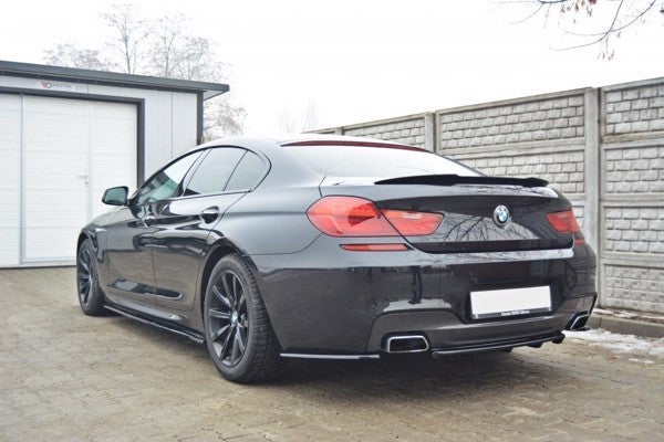 Maxton Central Rear Splitter For BMW 6 Gran Coupé Mpack (With A Vertical Bar) - Gloss Black