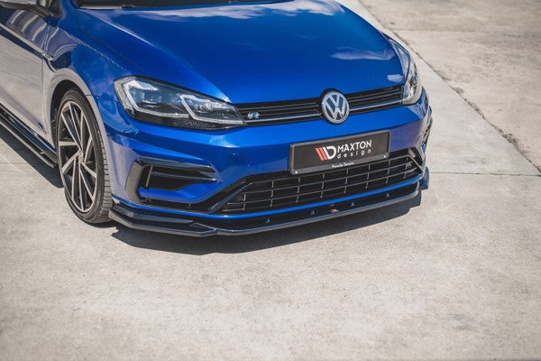 Maxton Front Splitter V.9 VW Golf 7 R / R-Line Facelift - Gloss Black