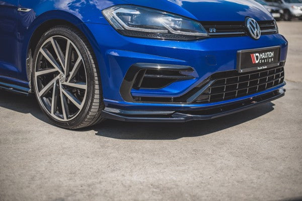 Maxton Front Splitter V.9 VW Golf 7 R / R-Line Facelift - Gloss Black