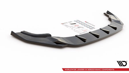 Maxton Front Splitter V.9 VW Golf 7 R / R-Line Facelift - Gloss Black