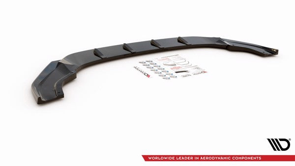 Maxton Front Splitter V.9 VW Golf 7 R / R-Line Facelift - Gloss Black