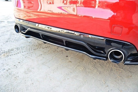 Maxton Central Rear Splitter Peugeot 308 Ii Gti (With Vertical Bars) - Gloss Black