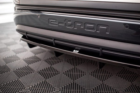 Maxton Central Rear Splitter (With Vertical Bars) Audi Q4 E-Tron Sportback Mk1 - Gloss Black