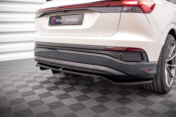 Maxton Central Rear Splitter (With Vertical Bars) Audi Q4 E-Tron Sportback Mk1 - Gloss Black