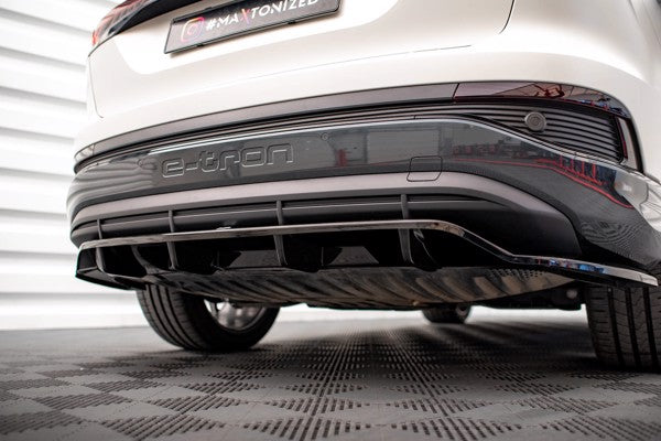 Maxton Central Rear Splitter (With Vertical Bars) Audi Q4 E-Tron Sportback Mk1 - Gloss Black
