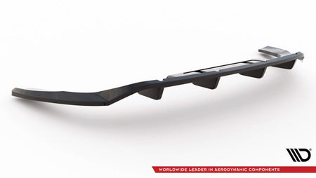 Maxton Central Rear Splitter (With Vertical Bars) Audi Q4 E-Tron Sportback Mk1 - Gloss Black