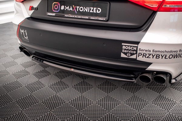 Maxton Central Rear Splitter For Audi S8 D4 - Gloss Black