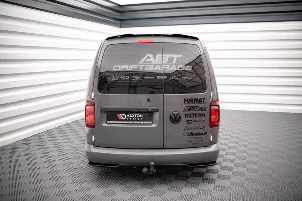 Maxton Central Rear Splitter For Volkswagen Caddy Long Mk3 Facelift - Gloss Black
