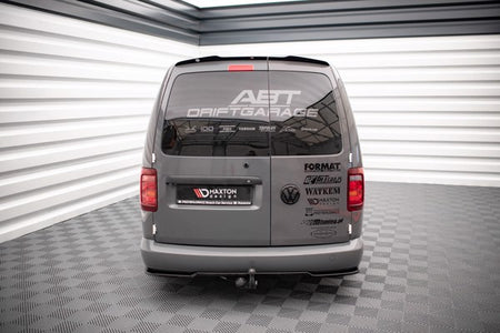 Maxton Central Rear Splitter For Volkswagen Caddy Long Mk3 Facelift - Gloss Black
