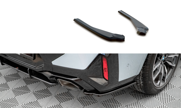 Maxton Rear Side Splitters BMW X4 M-Pack G02 Facelift - Gloss Black