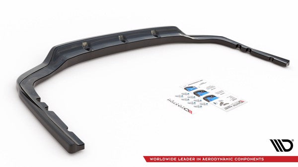 Maxton Central Rear Splitter (With Vertical Bars) BMW X7 M G07 - Gloss Black