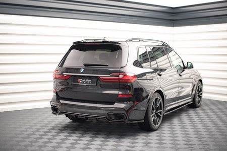 Maxton Central Rear Splitter (With Vertical Bars) BMW X7 M G07 - Gloss Black