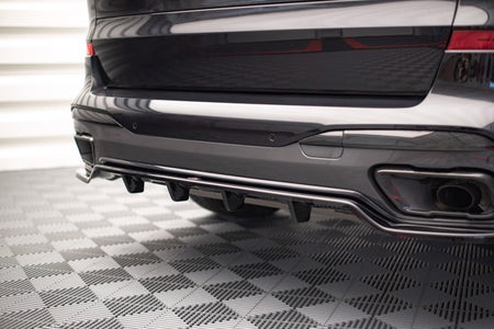 Maxton Central Rear Splitter (With Vertical Bars) BMW X7 M G07 - Gloss Black