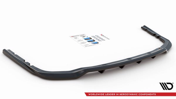 Maxton Central Rear Splitter (With Vertical Bars) BMW X7 M G07 - Gloss Black