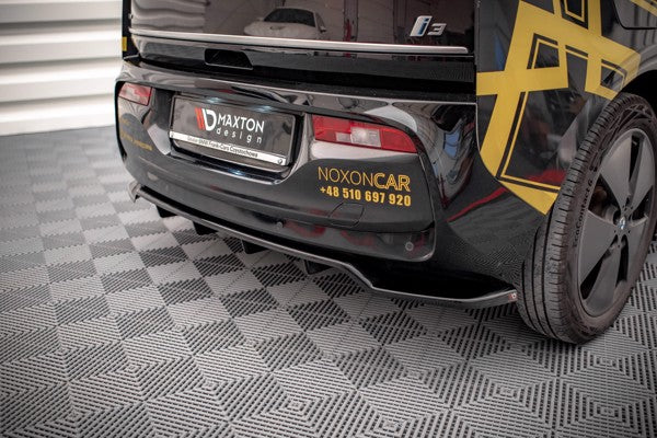Maxton Central Rear Splitter (With Vertical Bars) BMW I3 Mk1 Facelift - Gloss Black