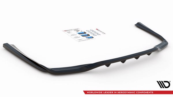 Maxton Central Rear Splitter (With Vertical Bars) Mercedes-Benz C W205 - Gloss Black