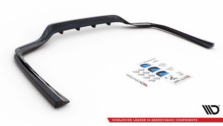 Maxton Central Rear Splitter (With Vertical Bars) Mercedes-Benz C W205 - Gloss Black