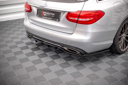 Maxton Central Rear Splitter (With Vertical Bars) Mercedes-Benz C W205 - Gloss Black