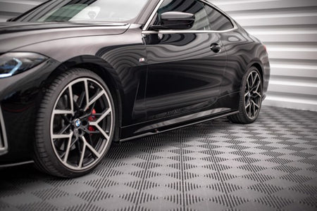 Maxton Side Skirts Diffusers V.1 BMW 4 M-Pack G22 - Gloss Black