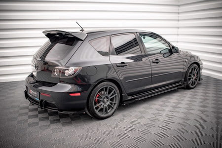 Maxton Street Pro Side Skirts Diffusers + Flaps Mazda 3 Mps Mk1 - Black + Gloss Flaps    