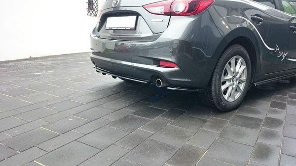 Maxton Central Rear Splitter Mazda 3 Bn (Mk3) Facelift (With Vertical Bars) - Gloss Black