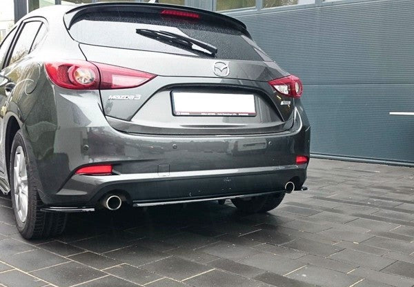 Maxton Central Rear Splitter Mazda 3 Bn (Mk3) Facelift (With Vertical Bars) - Gloss Black