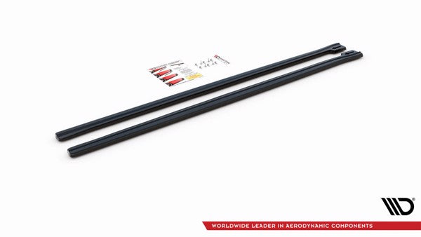 Maxton Side Skirts Diffusers Fiat 500 Abarth Mk1 Facelift - Gloss Black