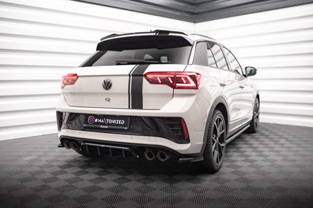 Maxton Central Rear Splitter (With Vertical Bars) Volkswagen T-Roc R Mk1 Facelift - Gloss Black