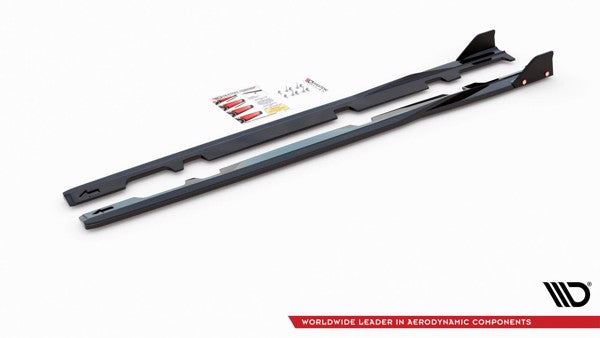 Maxton Side Skirts Diffusers + Flaps V.2 Ford Fiesta St / St-Line - Gloss Black