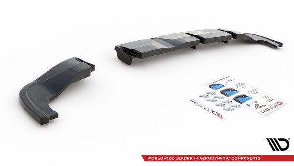 Maxton Central Rear Splitter (With Vertical Bars) Hyundai I20 N Mk3 - Gloss Black
