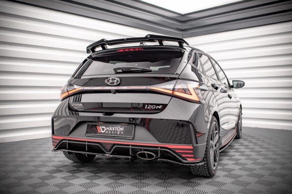 Maxton Central Rear Splitter (With Vertical Bars) Hyundai I20 N Mk3 - Gloss Black