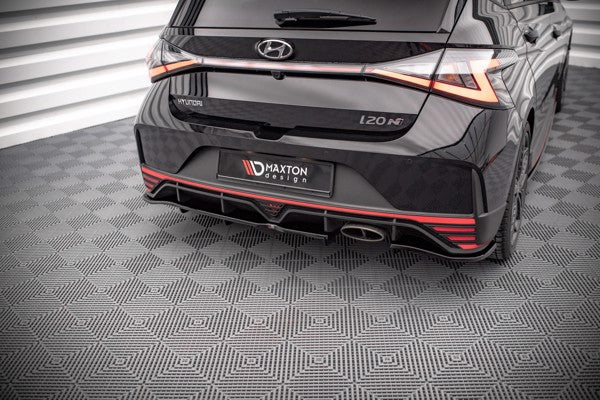 Maxton Central Rear Splitter (With Vertical Bars) Hyundai I20 N Mk3 - Gloss Black