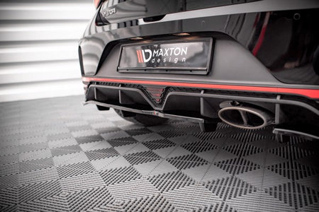 Maxton Central Rear Splitter (With Vertical Bars) Hyundai I20 N Mk3 - Gloss Black