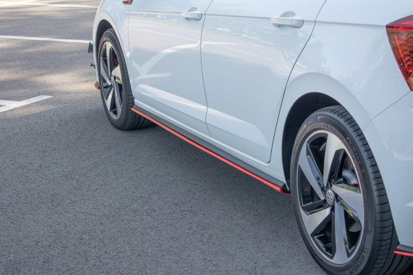 Maxton Side Skirts Diffusers VW Polo Mk6 Gti - Gloss Black