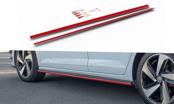Maxton Side Skirts Diffusers VW Polo Mk6 Gti - Gloss Black