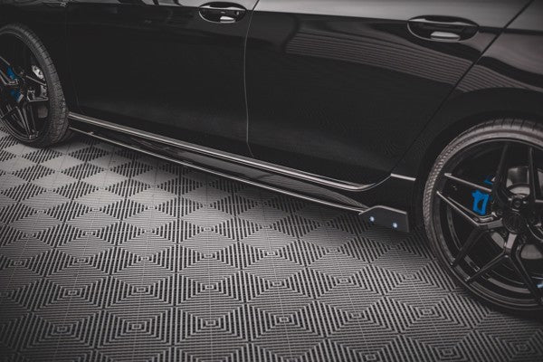 Maxton Side Skirts Diffusers + Flaps V.2 Volkswagen Golf R Mk8 - Gloss Black