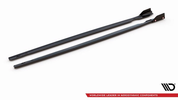 Maxton Side Skirts Diffusers + Flaps V.2 Volkswagen Golf R Mk8 - Gloss Black