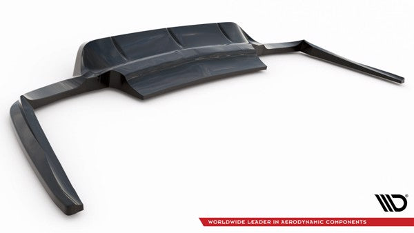 Maxton Central Rear Splitter (With Vertical Bars) Porsche Panamera Turbo 970 - Gloss Black
