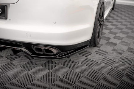 Maxton Central Rear Splitter (With Vertical Bars) Porsche Panamera Turbo 970 - Gloss Black