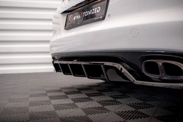 Maxton Central Rear Splitter (With Vertical Bars) Porsche Panamera Turbo 970 - Gloss Black