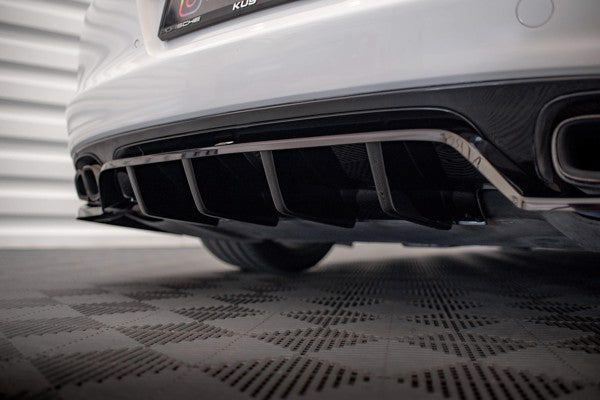 Maxton Central Rear Splitter (With Vertical Bars) Porsche Panamera Turbo 970 - Gloss Black
