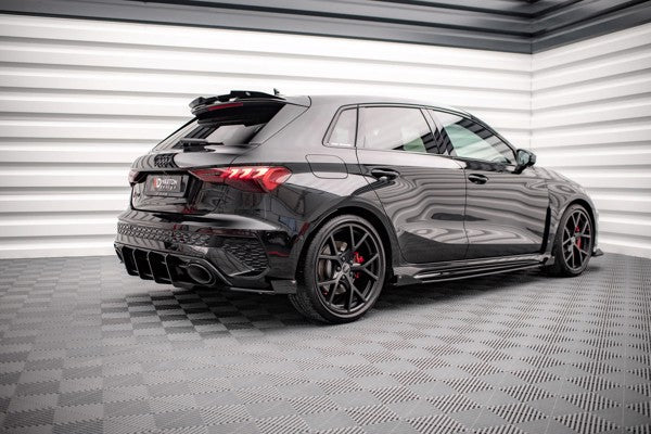 Maxton Street Pro Side Skirts Diffusers + Flaps Audi RS3 Sportback 8Y - Black + Gloss Flaps    