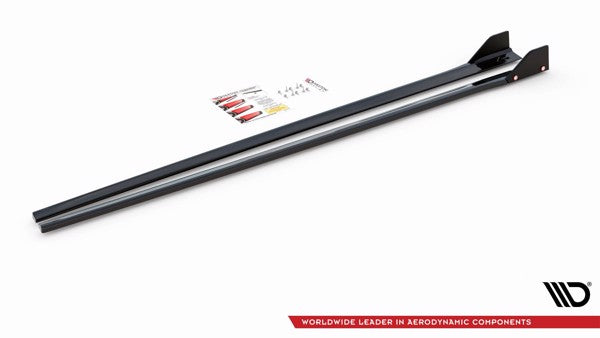 Maxton Side Skirts Diffusers + Flaps V.5 Hyundai I30 N Mk3 / Mk3 Fl Hatchback/Fastback - Gloss Black